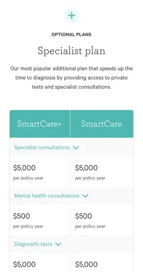 Viewing details of a specialist plan on mobile