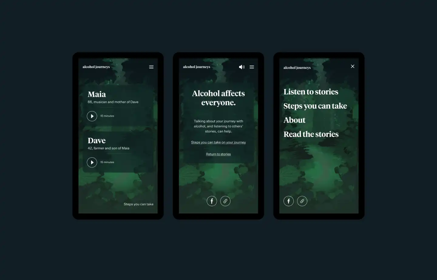 Alcohol Journey mobile designs