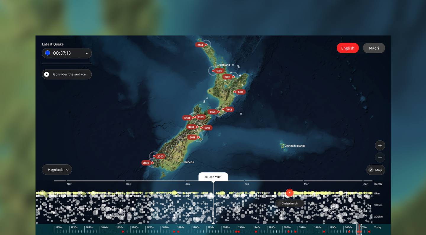 Browsing earthquakes on the Te Papa Quake Nation installation