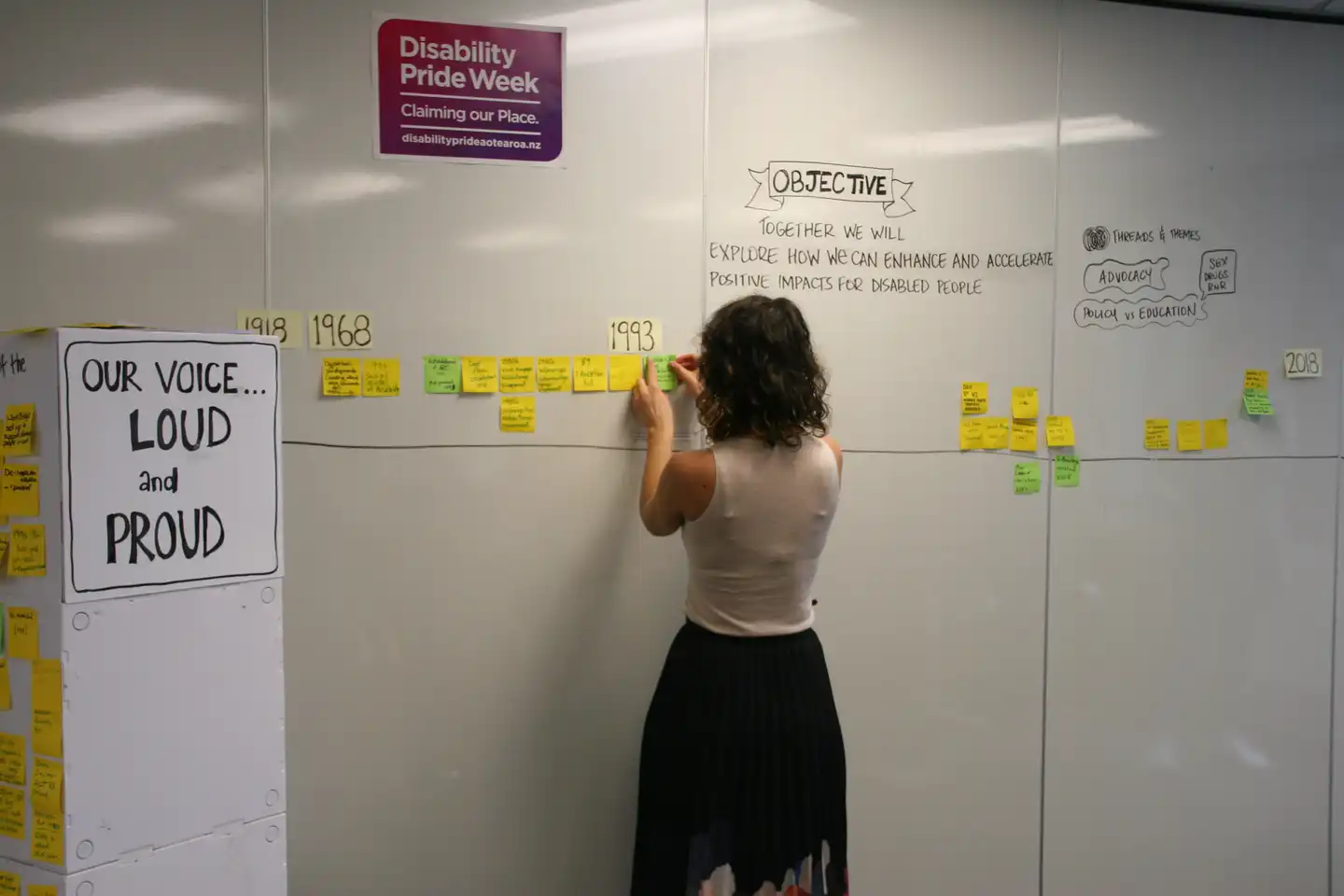 An image of someone working on a whiteboard for Disability Pride Week