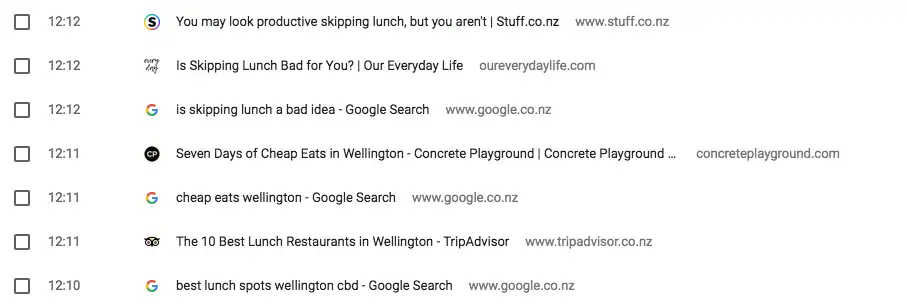 Some items from Google search history