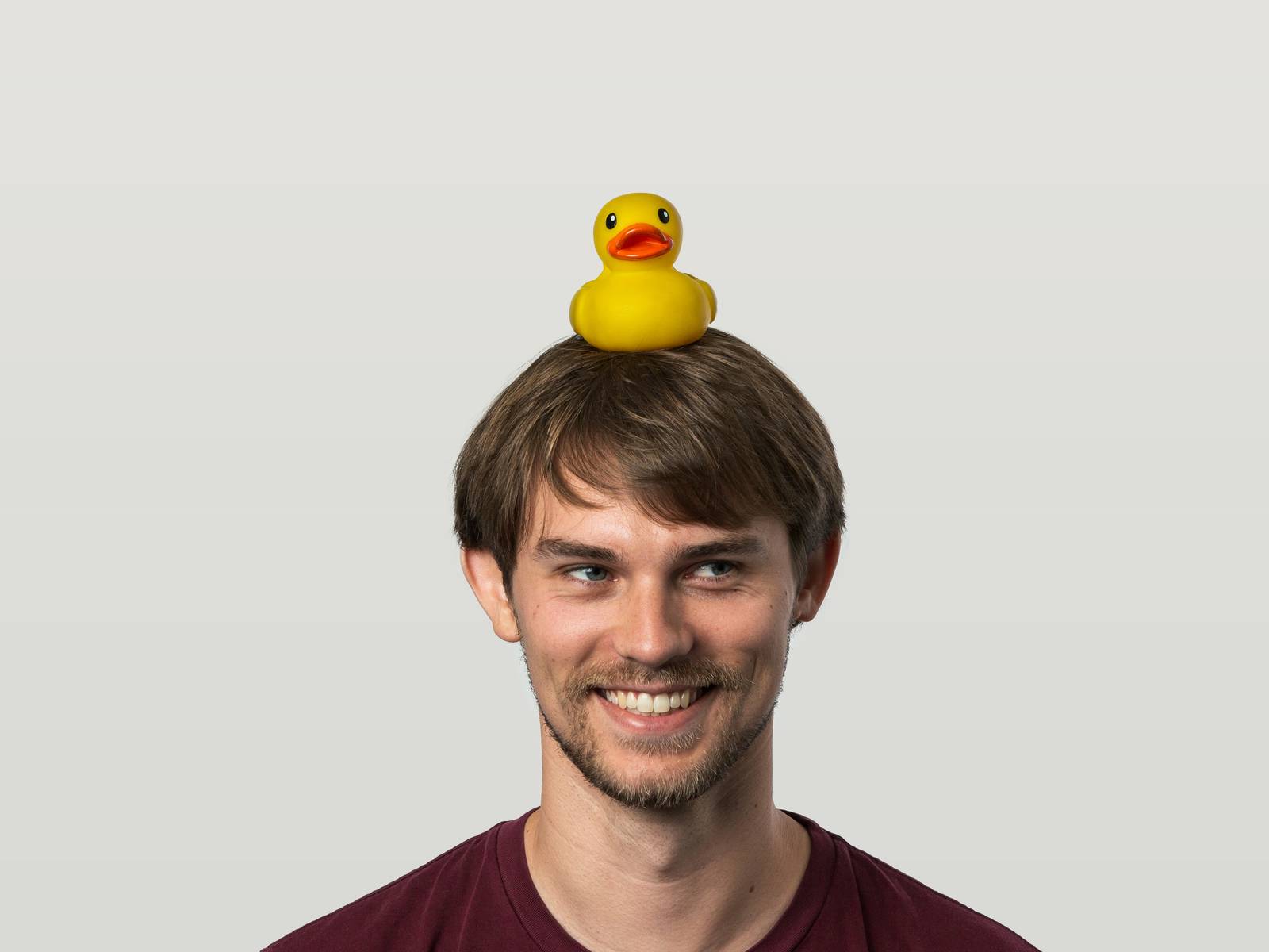 Haydn with a rubber duck on his head