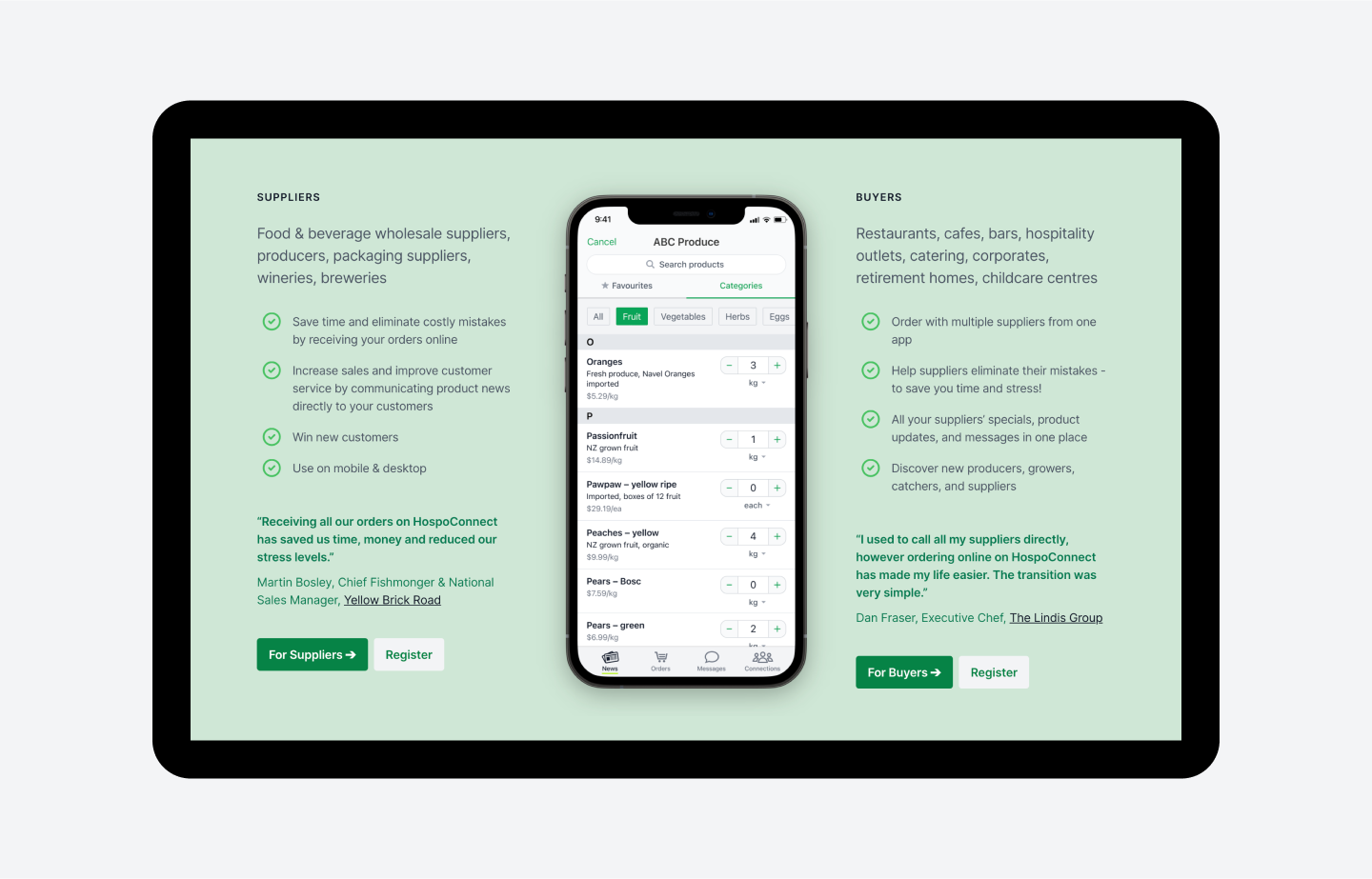 HospoConnect app benefits for suppliers and buyers