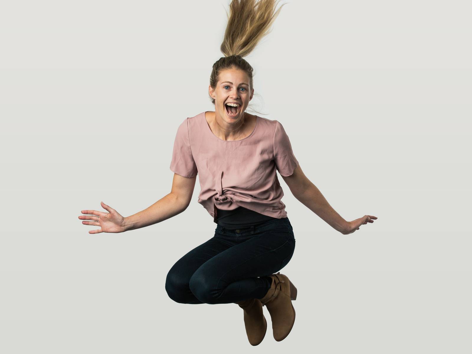 Katie jumping in the air
