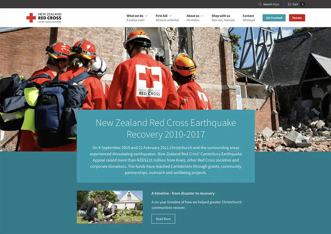 Screenshot of Red Cross homepage