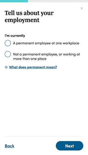 A form screen of MyACC on mobile