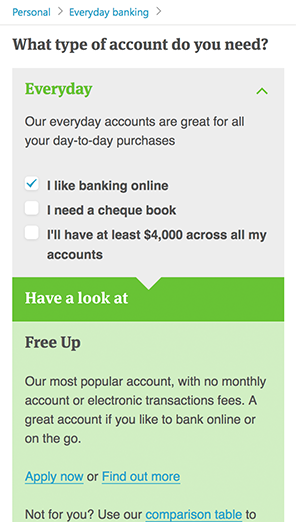 Screenshot of a tool to recommend an account