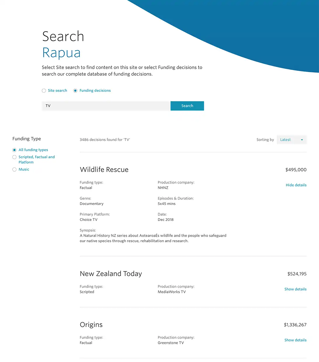 Screenshot of Search