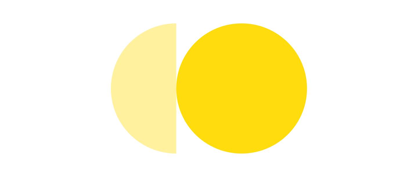 a yellow semi-circle and circle to represent envisioning a future state